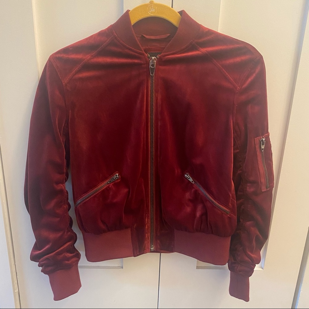 Dolce Vita Red Velvet Bomber Jacket size S